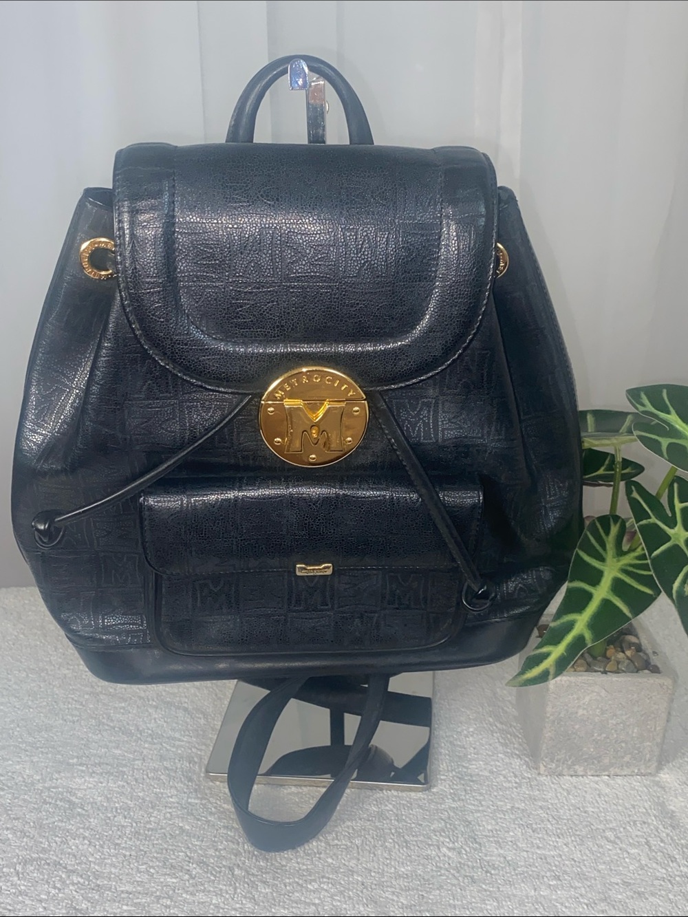 GUC Metrocity Vintage Signature Monogram Leather Backpack